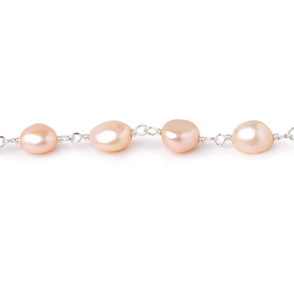 7x6.5-9x7mm Peach Baroque Pearls on .925 Silver Chain (ONLINE ORDER ONLY)