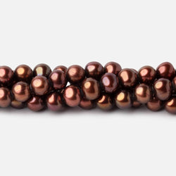 7x6mm Chocolate Brown Side Drilled Off Round Freshwater Pearls 15.5 inch 68 pieces