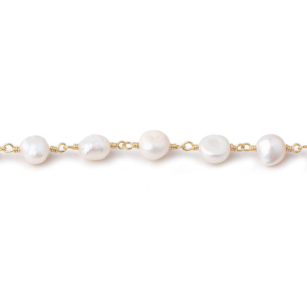 7x6mm Cream Baroque Freshwater Pearl Vermeil Chain by the foot 25 beads (ONLINE ORDER ONLY)