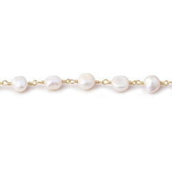 7x6mm Cream Baroque Freshwater Pearl Vermeil Chain by the foot 25 beads (ONLINE ORDER ONLY)