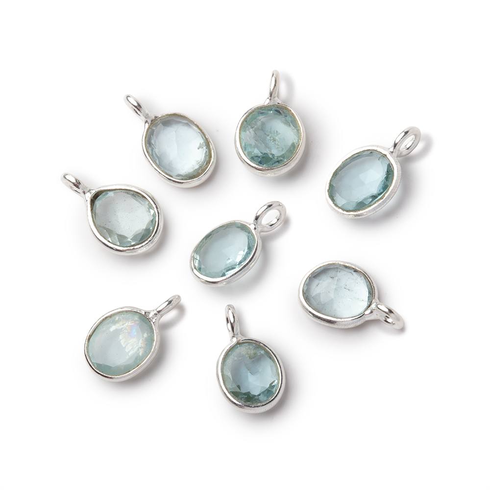 7x6mm Sterling Silver Bezel Aquamarine Rose Cut Oval Pendant 1 piece (ONLINE ORDER ONLY)
