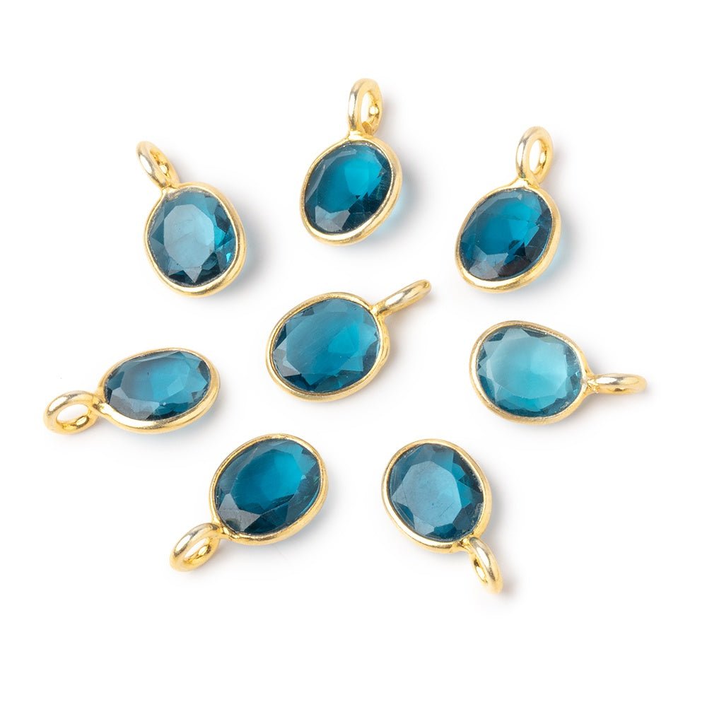 7x6mm Vermeil Bezel London Blue Topaz Rose Cut Oval Pendant 1 piece (ONLINE ORDER ONLY)