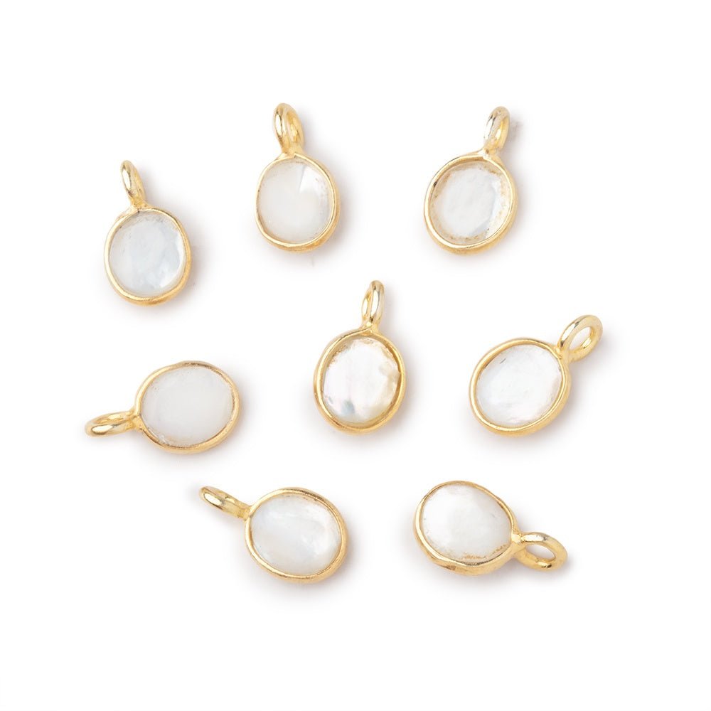7x6mm Vermeil Bezel Mother of Pearl Rose Cut Oval Pendant 1 piece (ONLINE ORDER ONLY)