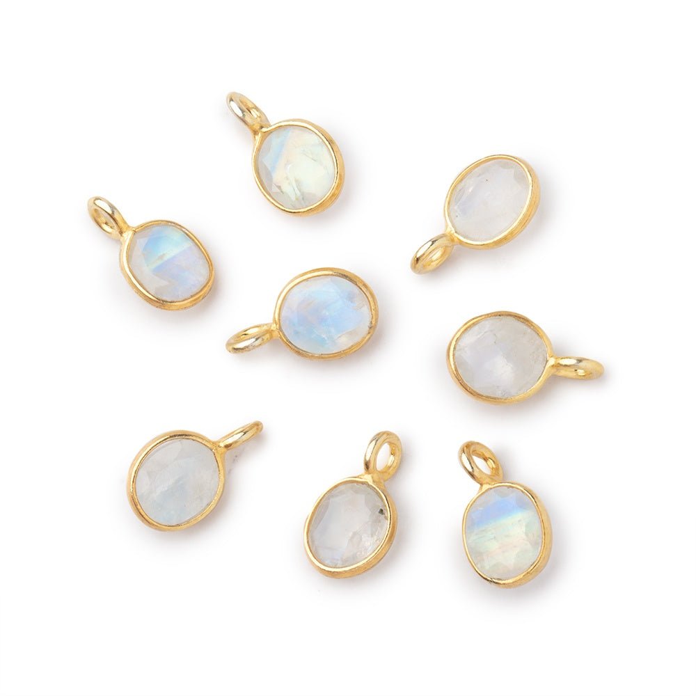 7x6mm Vermeil Bezel Rainbow Moonstone Rose Cut Oval Pendant 1 piece (ONLINE ORDER ONLY)