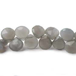 7x7-10x10mm Platinum Grey Moonstone faceted heart briolette 8 inch 50 Beads (ONLINE ORDER ONLY)