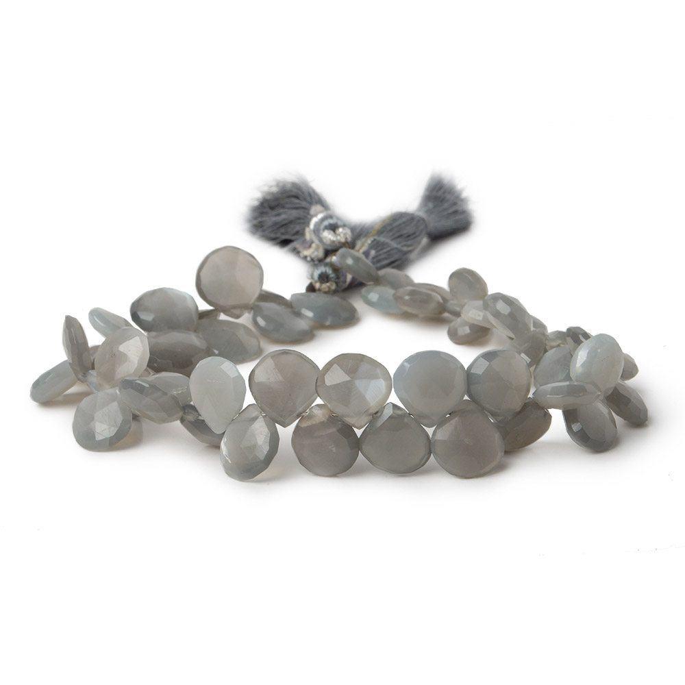 7x7-10x10mm Platinum Grey Moonstone faceted heart briolette 8 inch 50 Beads (ONLINE ORDER ONLY)