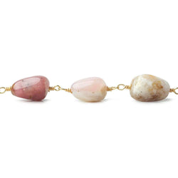 7x7-11x7mm Pink Peruvian Opal plain nuggets Gold plated Chain by the foot (ONLINE ORDER ONLY)