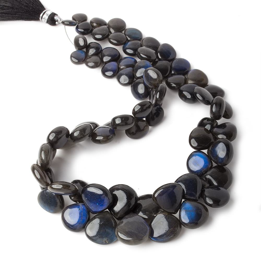 7x7-14x14mm Black Labradorite plain heart beads 13 inch 69 pieces AAA (ONLINE ORDER ONLY)