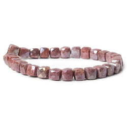 7x7-7.5x7.5mm Mystic Red Quartz faceted cubes 8 inch 27 beads AA (ONLINE ORDER ONLY)