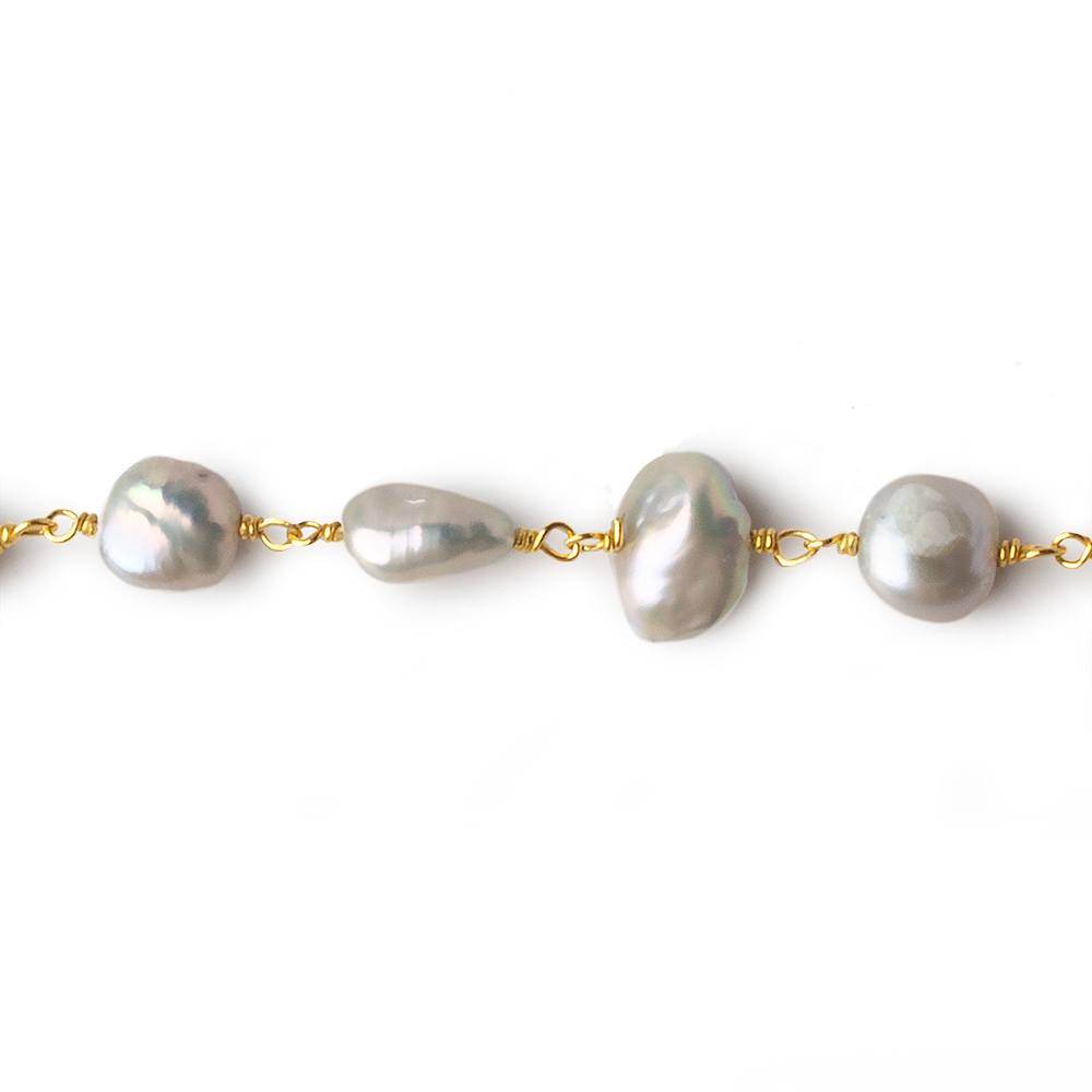 7x7-8x10mm Silver Baroque Freshwater Pearl Vermeil Chain by the foot 23 pcs (ONLINE ORDER ONLY)