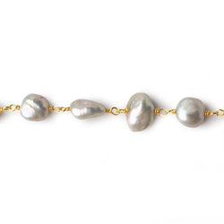 7x7-8x10mm Silver Baroque Freshwater Pearl Vermeil Chain by the foot 23 pcs (ONLINE ORDER ONLY)