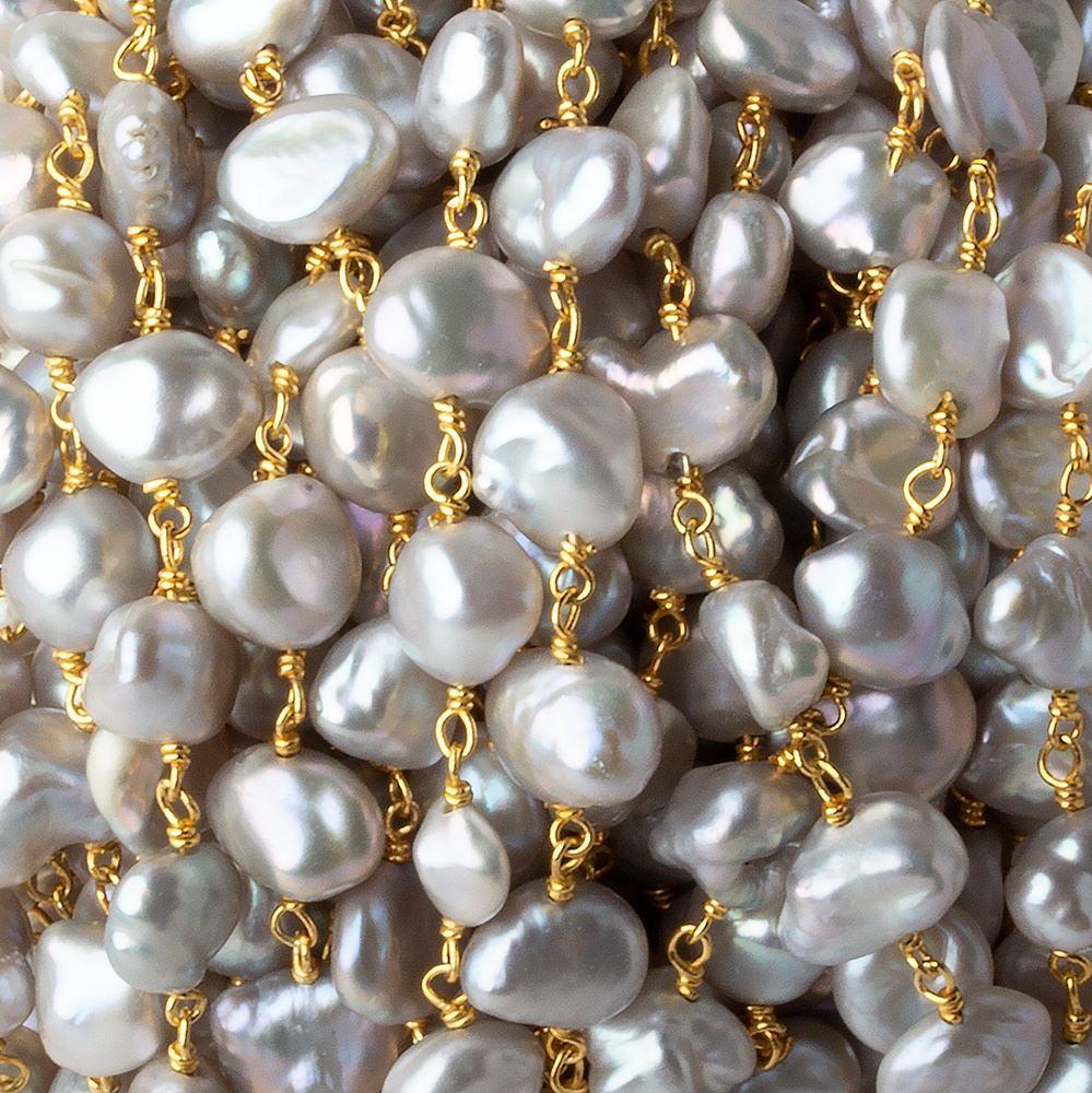 7x7-8x10mm Silver Baroque Freshwater Pearl Vermeil Chain by the foot 23 pcs (ONLINE ORDER ONLY)