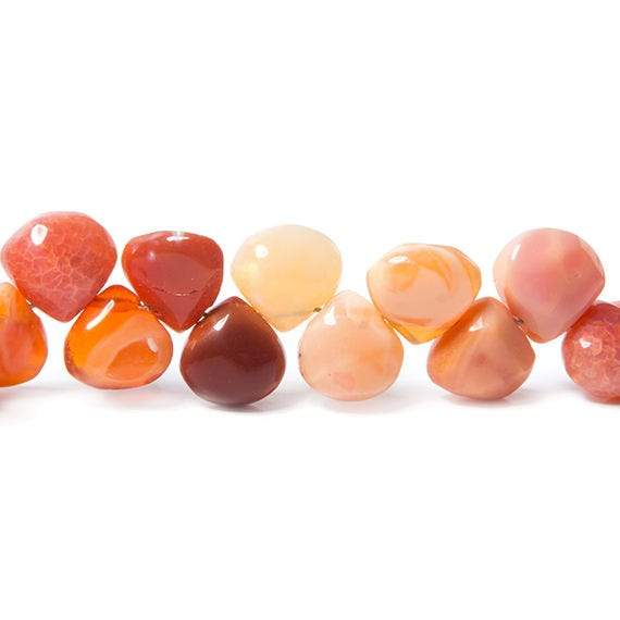 7x7-8x8mm Mexican Fire Opal smooth heart briolette beads 16 inch 101 pieces (ONLINE ORDER ONLY)