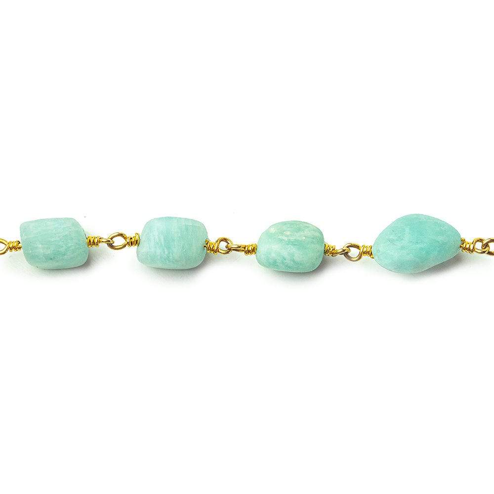 7x7-9x9mm Matte Amazonite plain nugget Gold plated Chain by the foot 20 beads per (ONLINE ORDER ONLY)