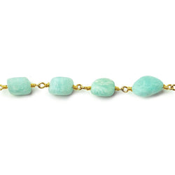 7x7-9x9mm Matte Amazonite plain nugget Gold plated Chain by the foot 20 beads per (ONLINE ORDER ONLY)
