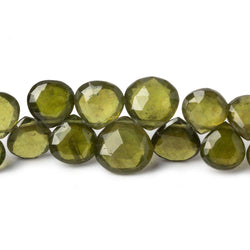 7x7mm - 11x11mm Idocrase Faceted Heart Briolette 8 inch 47 beads AAA (ONLINE ORDER ONLY)