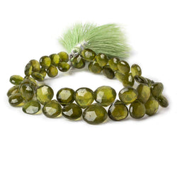 7x7mm - 11x11mm Idocrase Faceted Heart Briolette 8 inch 47 beads AAA (ONLINE ORDER ONLY)