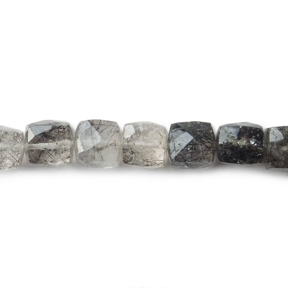 7x7mm Black Tourmalinated Quartz Beads Faceted Cube 8 inch 27 pieces (ONLINE ORDER ONLY)