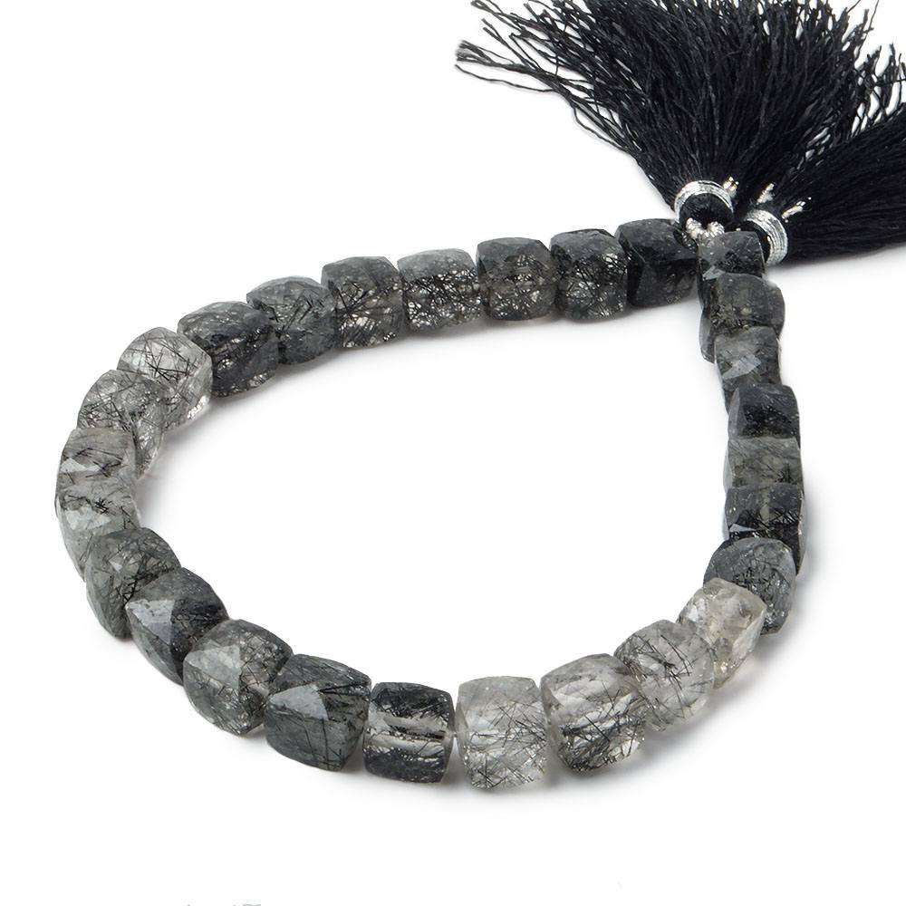 7x7mm Black Tourmalinated Quartz Beads Faceted Cube 8 inch 27 pieces (ONLINE ORDER ONLY)