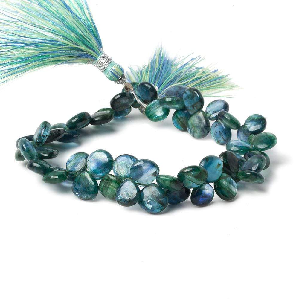 7x7mm Green Blue Kyanite Plain Heart Beads 8 inch 54 beads A (ONLINE ORDER ONLY)