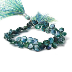 7x7mm Green Blue Kyanite Plain Heart Beads 8 inch 54 beads A (ONLINE ORDER ONLY)