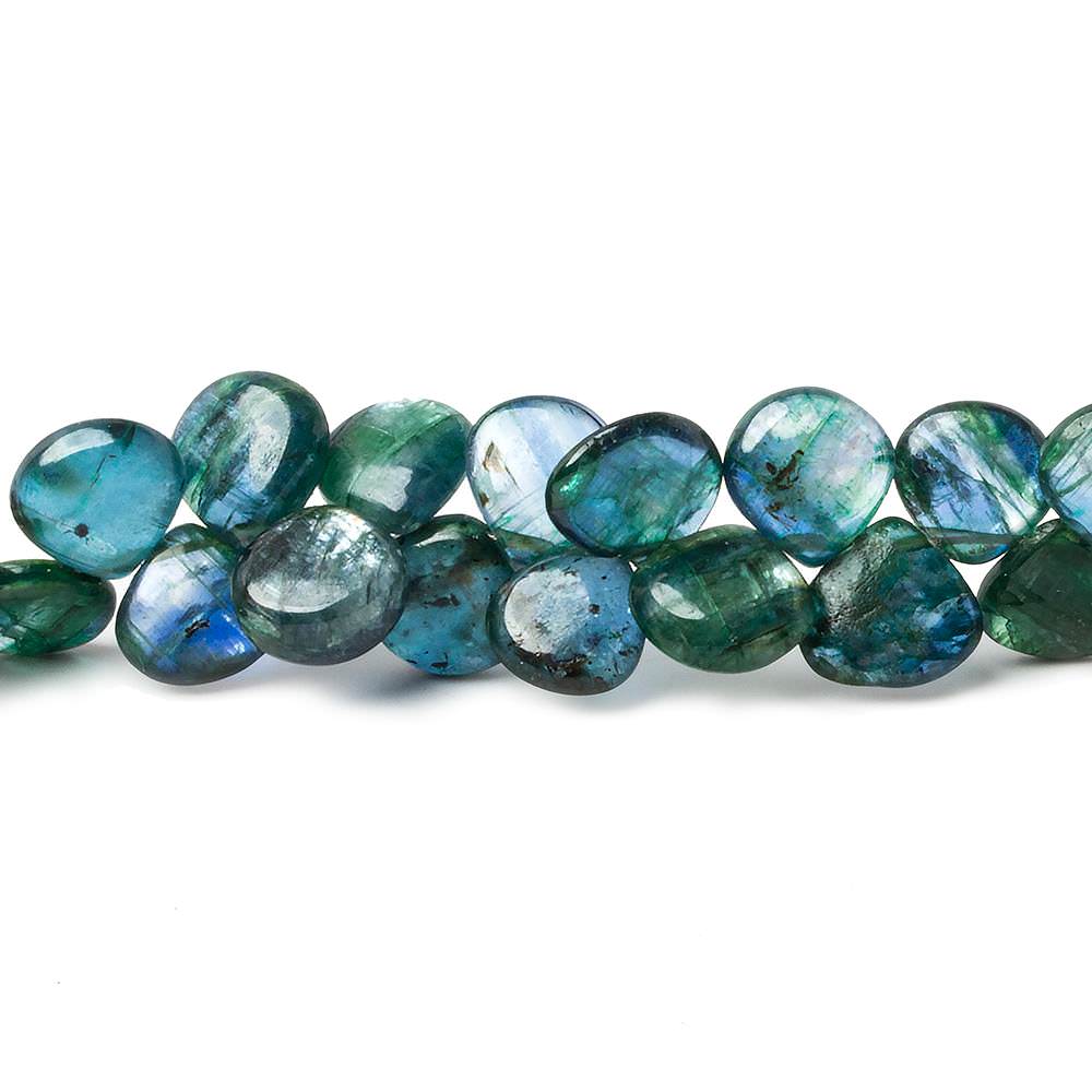7x7mm Green Blue Kyanite Plain Heart Beads 8 inch 54 beads A (ONLINE ORDER ONLY)