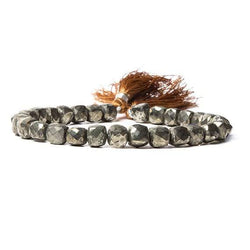 7x7mm Pyrite Faceted Cube Beads 8 inch 31 pieces (ONLINE ORDER ONLY)