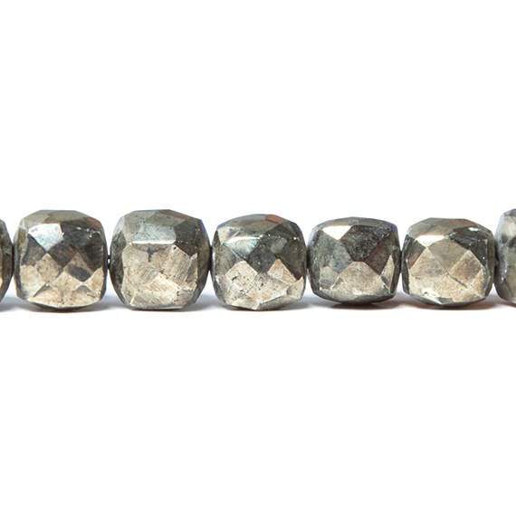 7x7mm Pyrite Faceted Cube Beads 8 inch 31 pieces (ONLINE ORDER ONLY)