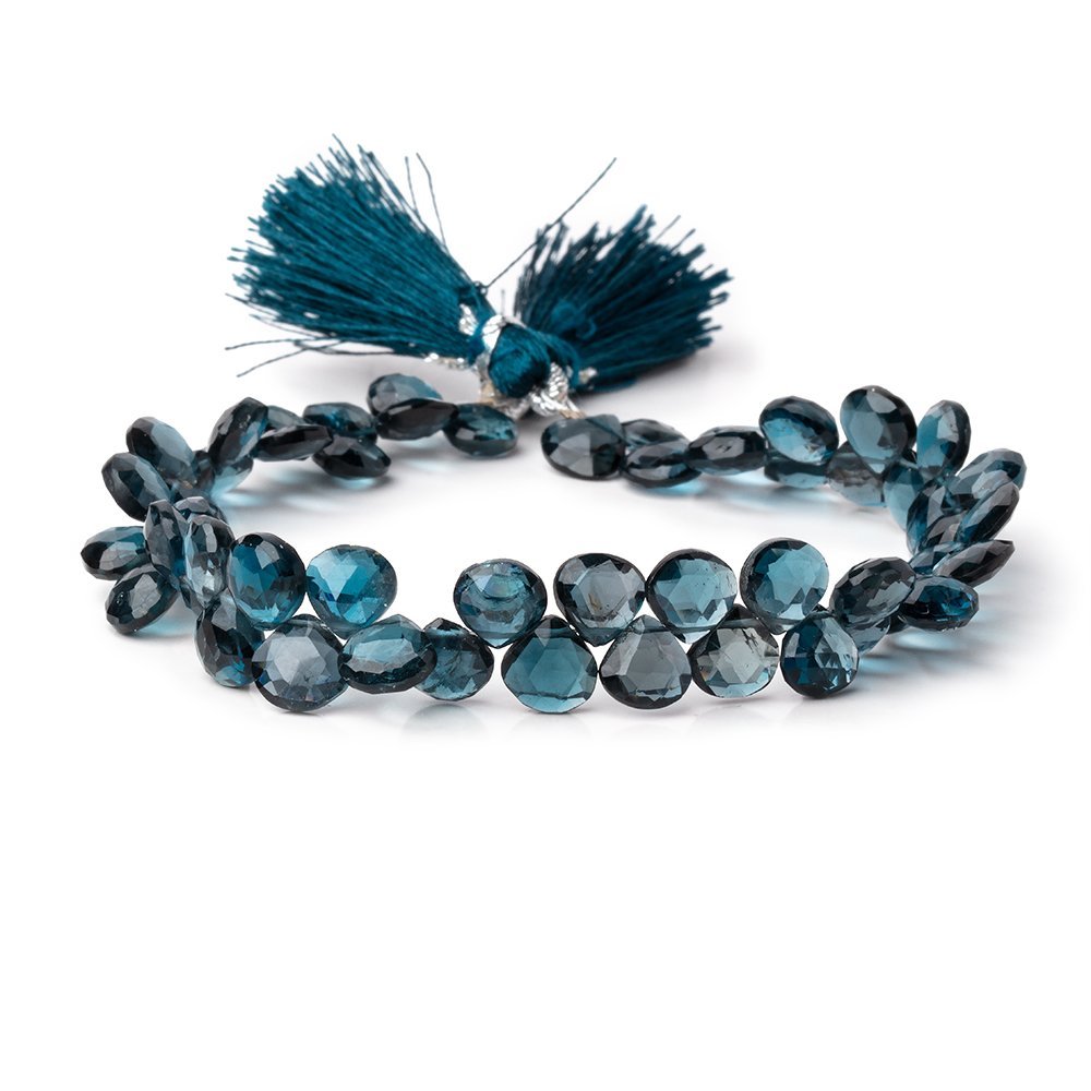7x7x4mm London Blue Topaz Faceted Heart Beads 7.5 inch 52 pieces AA (ONLINE ORDER ONLY)