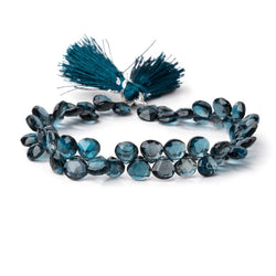 7x7x4mm London Blue Topaz Faceted Heart Beads 7.5 inch 52 pieces AA (ONLINE ORDER ONLY)