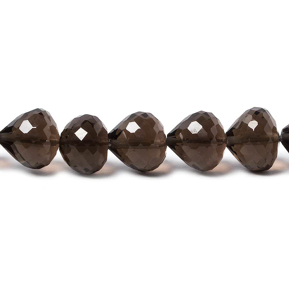 7x8mm Smoky Quartz center drill faceted Candy Kiss 8 inch 26 beads AA (ONLINE ORDER ONLY)