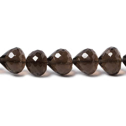 7x8mm Smoky Quartz center drill faceted Candy Kiss 8 inch 26 beads AA (ONLINE ORDER ONLY)