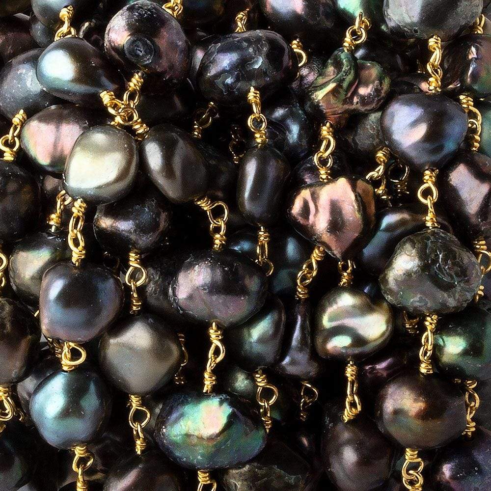 7x9-8x11mm Peacock Baroque Pearl Vermeil Chain by the foot 23 pieces (ONLINE ORDER ONLY)