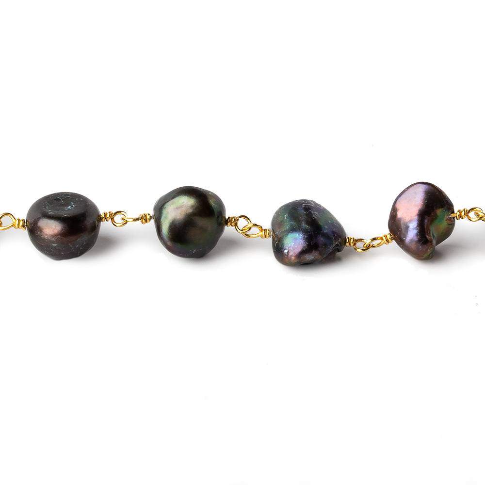 7x9-8x11mm Peacock Baroque Pearl Vermeil Chain by the foot 23 pieces (ONLINE ORDER ONLY)