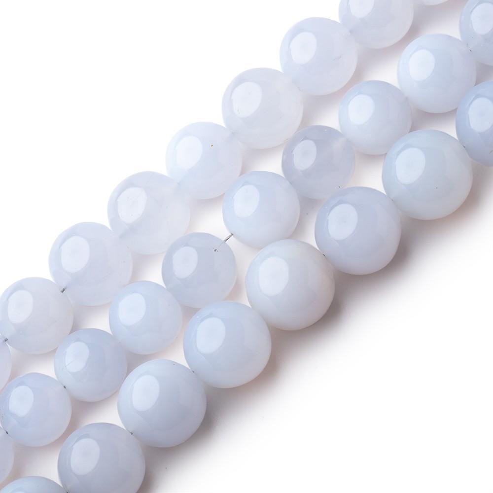 8-10.5mm Turkish Blue Chalcedony Plain Round Beads LOT OF 3 STRANDS (ONLINE ORDER ONLY)