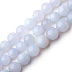 8-10.5mm Turkish Blue Chalcedony Plain Round Beads LOT OF 3 STRANDS (ONLINE ORDER ONLY)