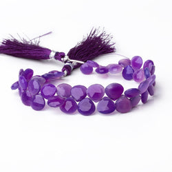 8-10mm Orchid Purple Chalcedony Faceted Heart Beads 7.5 inch 44 pieces (ONLINE ORDER ONLY)