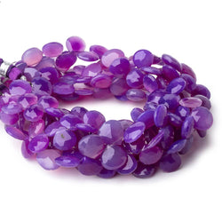 8-10mm Orchid Purple Chalcedony Faceted Heart Beads 7.5 inch 44 pieces (ONLINE ORDER ONLY)