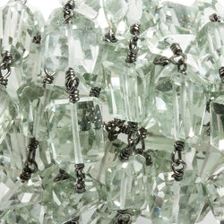 8-10mm Prasiolite faceted nugget Black Gold on Silver Chain by the foot (ONLINE ORDER ONLY)