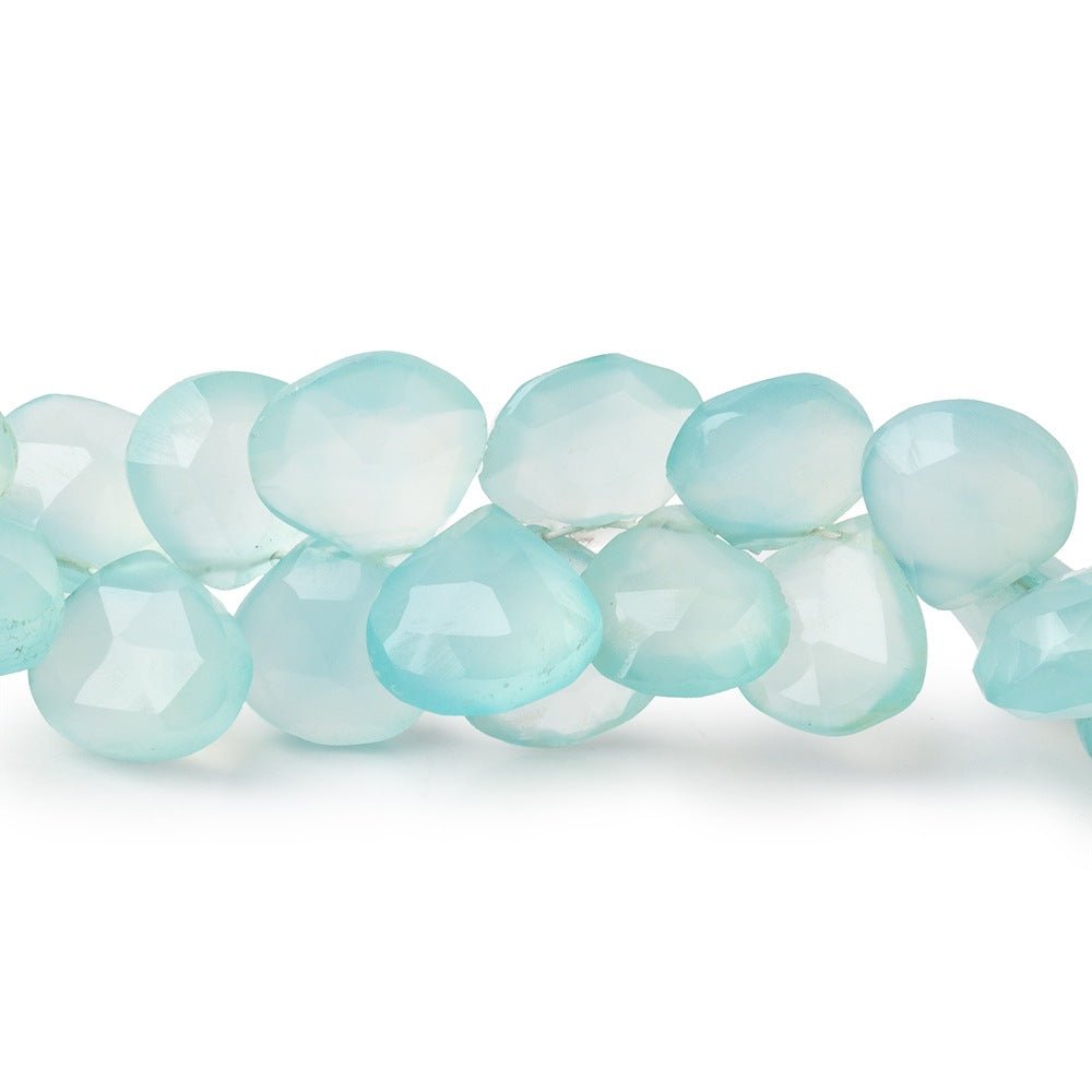 8-10mm Seafoam Blue Chalcedony Faceted Heart Beads 7.5 inch 52 pieces (ONLINE ORDER ONLY)