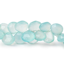 8-10mm Seafoam Blue Chalcedony Faceted Heart Beads 7.5 inch 52 pieces (ONLINE ORDER ONLY)