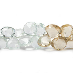 8-11mm Aquamarine and Golden Beryl Beads Heart Briolette 8 inch 43 pieces (ONLINE ORDER ONLY)