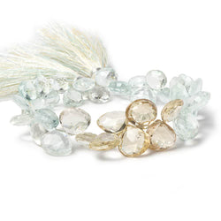 8-11mm Aquamarine and Golden Beryl Beads Heart Briolette 8 inch 43 pieces (ONLINE ORDER ONLY)