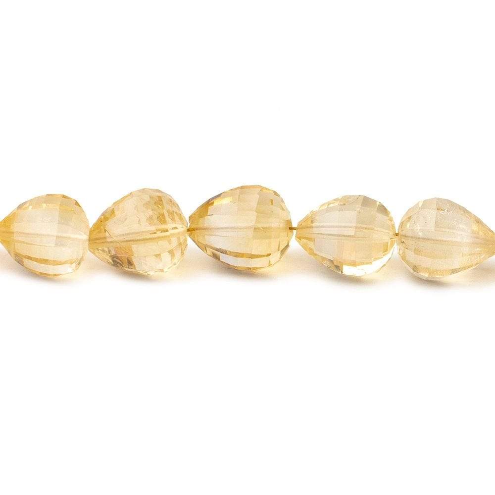 8-11mm Citrine Checkerboard Faceted Straight Drilled Tear Drop Beads 16 inch 42 pieces (ONLINE ORDER ONLY)