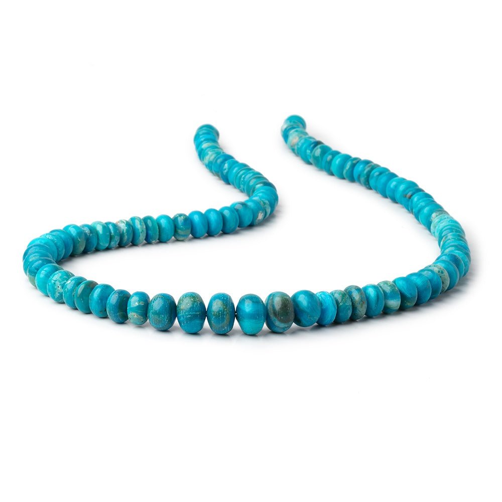 8-11mm Peruvian Blue Opalina Plain Rondelles 20 inch 97 Beads AA (ONLINE ORDER ONLY)