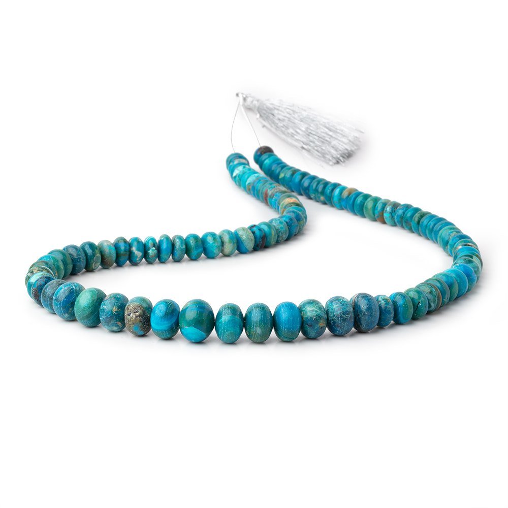8-12mm Peruvian Blue Opalina Plain Rondelles 20 inch 90 Beads AA (ONLINE ORDER ONLY)