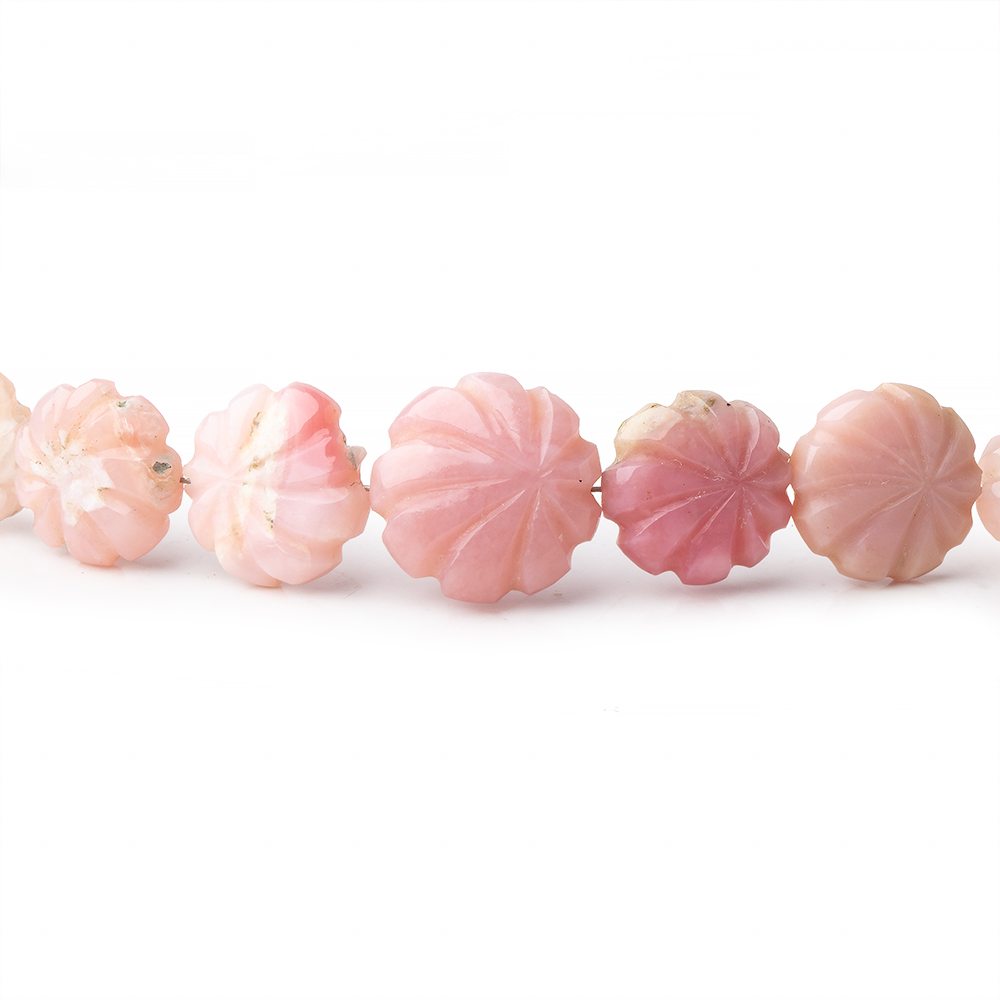 8-12mm Pink Peruvian Opal Carved Coin Beads 16 inch 48 pieces (ONLINE ORDER ONLY)