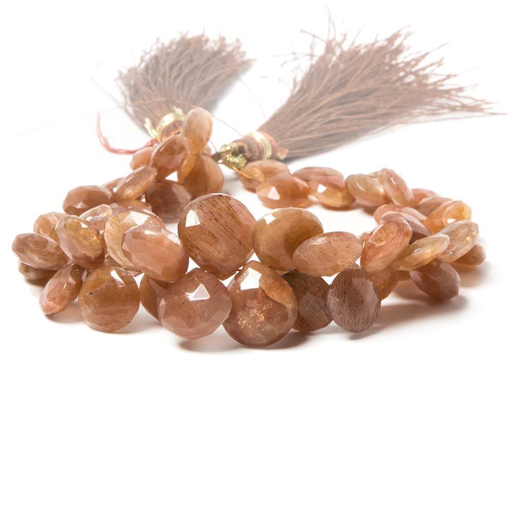 8-12mm Sunstone Faceted Heart Beads 8 inch 52 pieces (ONLINE ORDER ONLY)