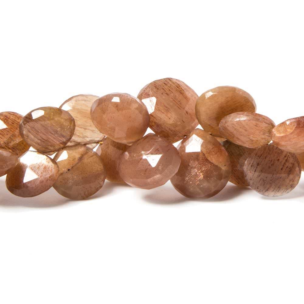 8-12mm Sunstone Faceted Heart Beads 8 inch 52 pieces (ONLINE ORDER ONLY)