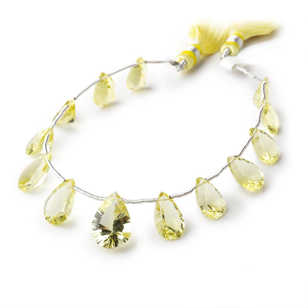 8-14mm Lemon Quartz Concave Faceted Pear Beads 6.5 inch 13 pieces (ONLINE ORDER ONLY)